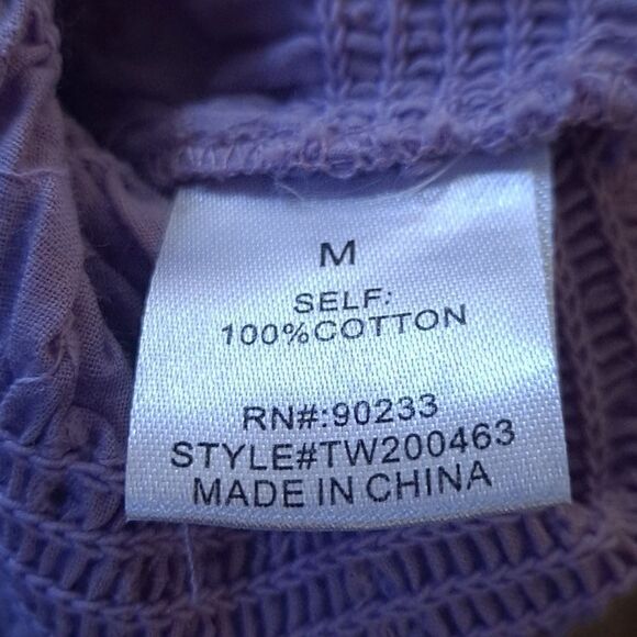 LA Hearts Lilac Short Puffy Sleeve Cropped Peasant Eyelet Top - Picture 4 of 5